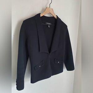 White House Black Market Equestrian Style Black Cropped Cardigan Blazer‎ Size M